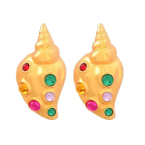 Zara Gold Colorful Shell Earrings - Picture 5 of 17